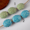 Set of 3 glazed handmade ceramic beads for making jewelry (005)