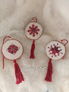 Armenian Embroidered christmas ornament set
