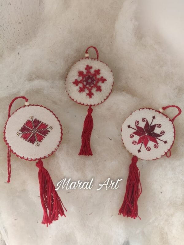 Armenian Embroidery Christmas Ornament Set