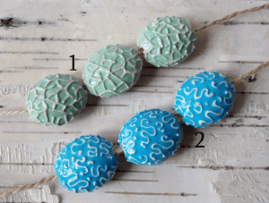 Set of 3 glazed handmade ceramic beads for making jewelry (005)
