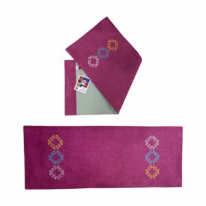 A Purple Table Napkin Embroidered With Armenian Ornaments