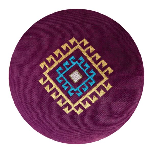 An Embroidered Round Decorative Pillow With Armenian Ornaments