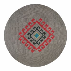 An Embroidered Round Decorative Pillow With Armenian Ornaments