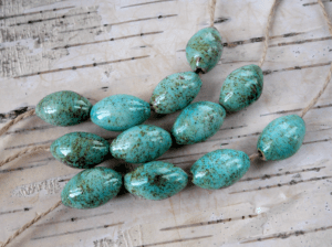 Set of 4 glazed handmade ceramic beads for making jewelry (012)