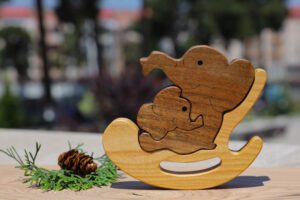 Wooden Puzzle Elephant Rocking Chair