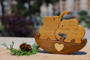 “Elephants On A Boat” Wooden Toy