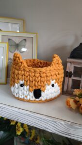 Handmade knitted basket for children’s bedroom / Little Fox