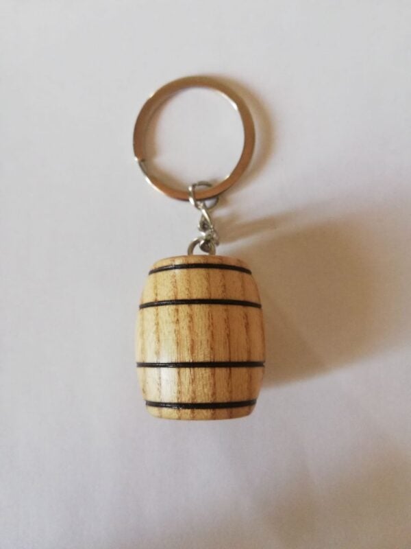 Wooden Barrel Keychain