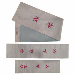A Grey Table Runner Embroidered With Armenian Ornaments