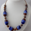 Handmade ceramic beads necklace "Blue and brown"