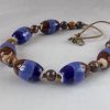 Handmade ceramic beads necklace "Blue and brown"