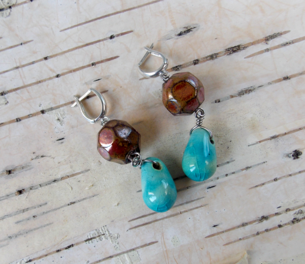 Handmade earrings with ceramic beads
