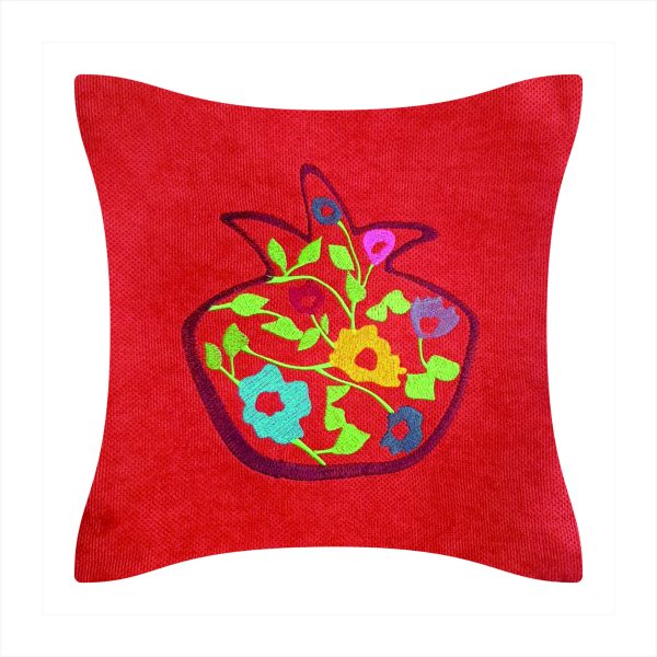 An Armenian embroidered pillow or pillow cover with old Armenian ornament "Pomegranate with flowers"