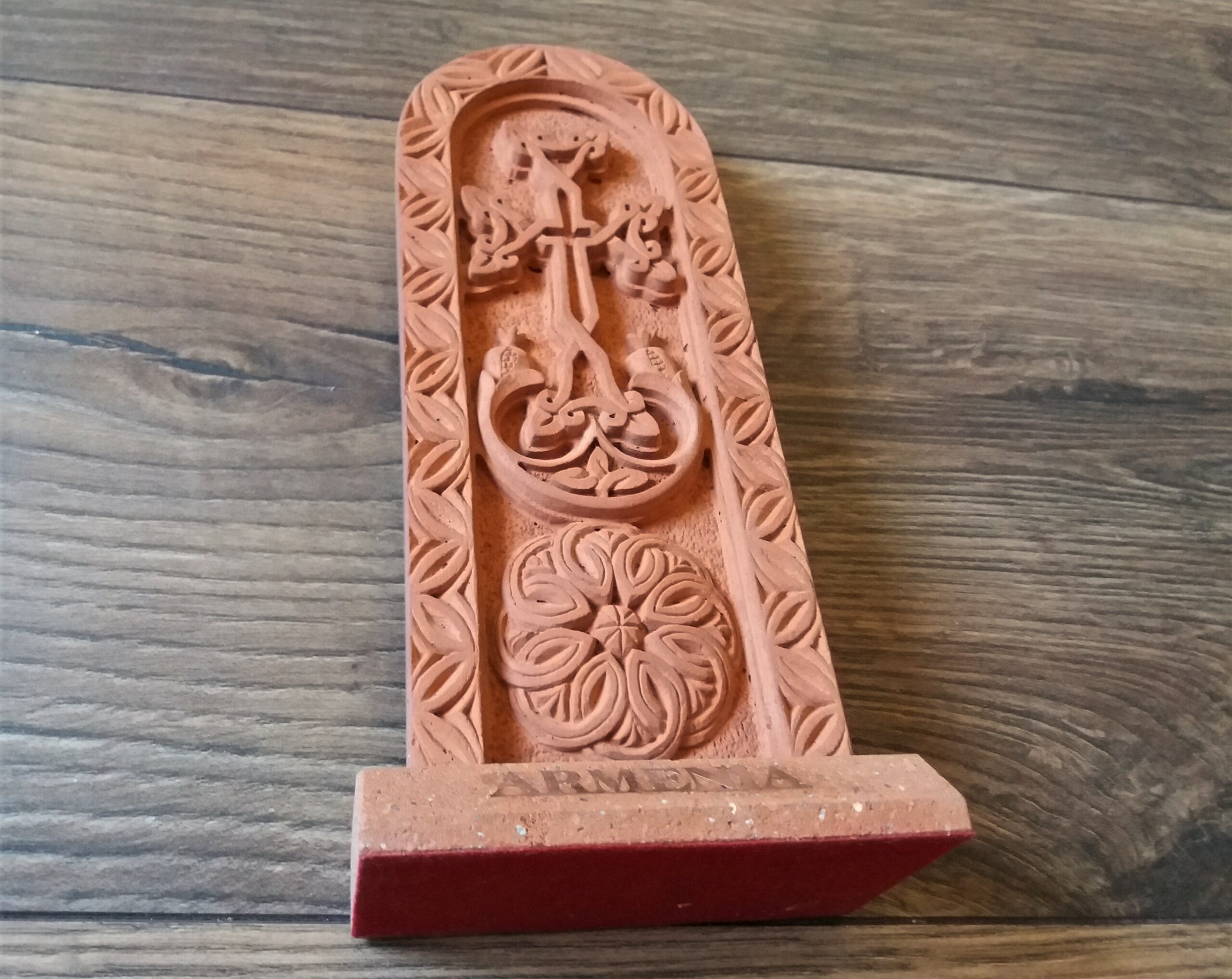 WoodenKHACHKAR with Eternity sign on it Cross for Desk best Armenian gift souvenir
