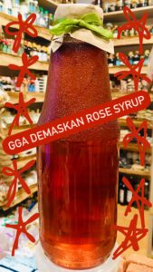 GGA DEMASKAN ROSE SYRUP 1L (sweetened with stevia), vitamin A, iron, manganese, folate, for IBS, Eye Health