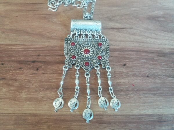 "Pomegranate" Silver Drop Coin Necklace