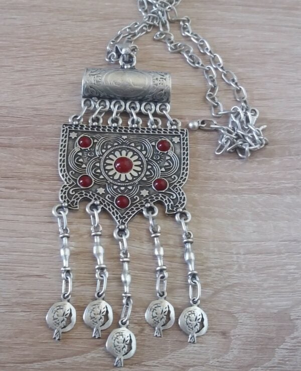 "Pomegranate" Silver Drop Coin Necklace