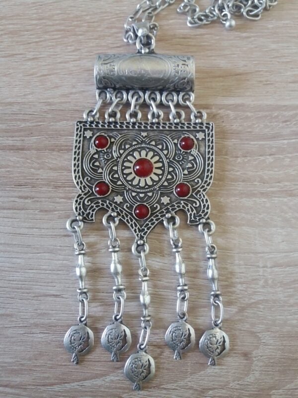 "Pomegranate" Silver Drop Coin Necklace