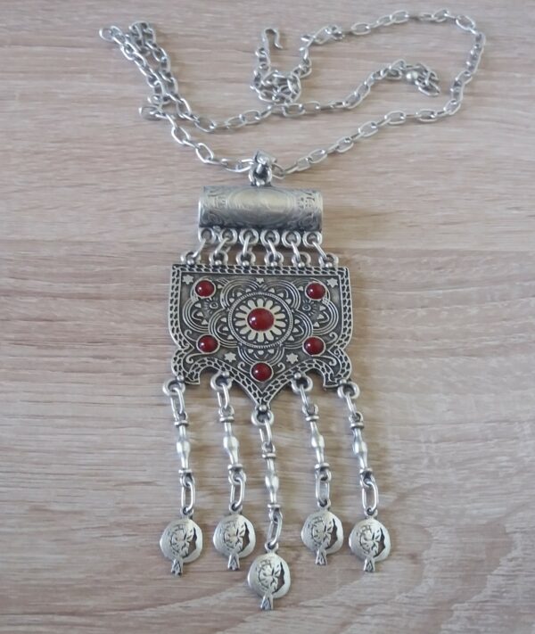 "Pomegranate" Silver Drop Coin Necklace