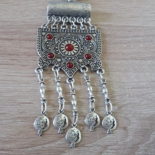 "Pomegranate" Silver Drop Coin Necklace