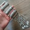 Silver Plated Pomegranate Half Cylinder Long Ethnic Statement Necklace, Armenian Statement Necklace with Pomegranate Stones