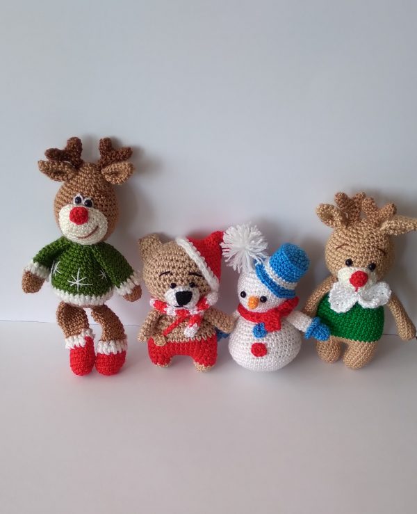 Knitted Snowman & Deer Dolls