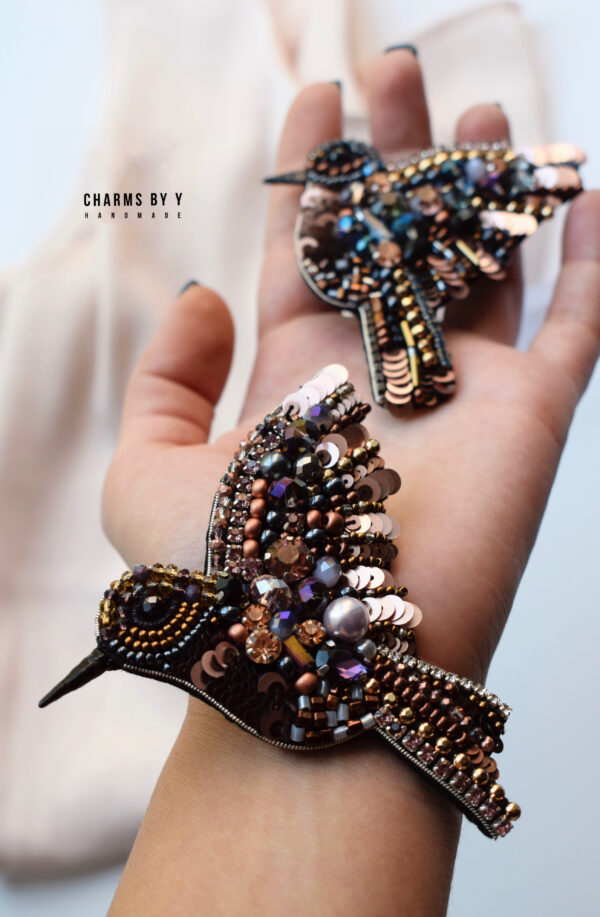 charms by y pin brooch bird