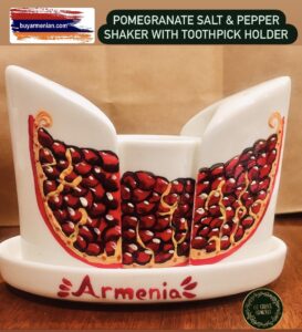 Pomegranate Salt & Pepper Shaker with Toothpick Holder Ceramics 12cmX5cm