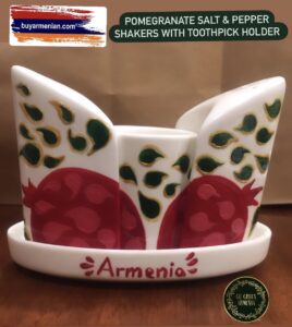 Pomegranate Salt & Pepper Shaker with Toothpick Holder Ceramics 12cmX5cm