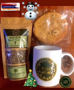 GGA Gift of Warmth!! GGA mug, Wild Thyme Tea, 2 CHewy Mewy Chocolate Chip Cookies