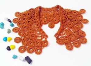 Vintage lace Collar/Lace Collar/Crochet Necklace/Crochet Collar white/Retro Collar/Khaki orange/ Knit Collar/Vintage Style Collar
