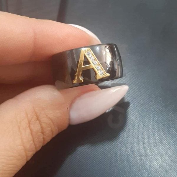 Ceramic Latin Letter Ring