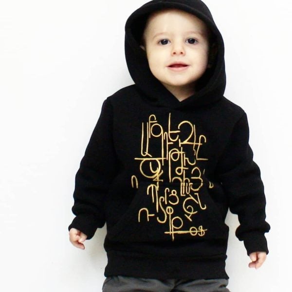 Hand Painted "Armenian Alphabet" Hoodie