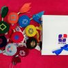 A collection box of embroidered souvenirs with Armenian ornaments (9 pieces in a box)