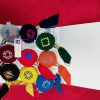 A collection box of embroidered souvenirs with Armenian ornaments (9 pieces in a box)