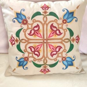 Beautiful Hand-Painted Armenian Traditional Floral Ornament Design Pillowcase