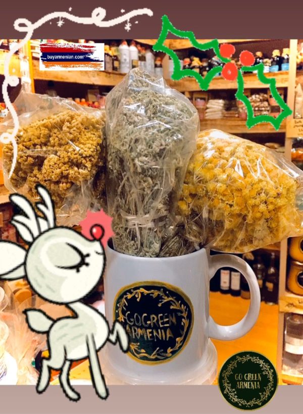 GGA Gift of Bouquet Teas! GGA Mug, Dried Yarrow, Dried Mountain Germander, Dried Everlasting Flower Bouquets!