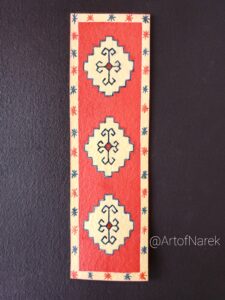 Hand painted bookmark | Armenian rug design | Gouache art