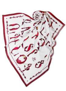 Masoor Armenian Letters Scarf – White/Wine Color