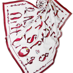 Masoor Armenian Letters Scarf - White / Wine Color