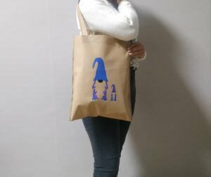 Recycled bag with hand-drawn Christmas Gnomes
