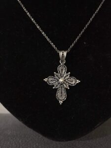 Silver Filigree Handmade Cross Necklace 028