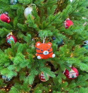 Christmas Tree Toy Crochet Ball Tiger