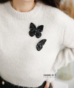 “Black Butterflies” pin brooch