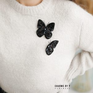 charms by y black butterfly handmade pin brooch