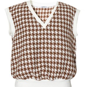 Houndstooth pattern vest