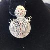 Silver Filigree Handmade Grenade Snowman brooch 03