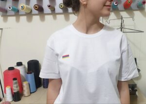 White unisex T-shirt with Armenian flag