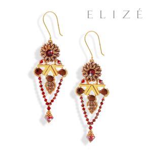 Elizé® INFINITE GRACE COLLECTION – SWAROVSKI® CRYSTAL EARRINGS – PASSION RED AND GOLD