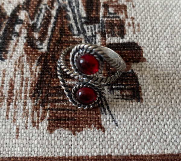 Silver Ring Red Stone